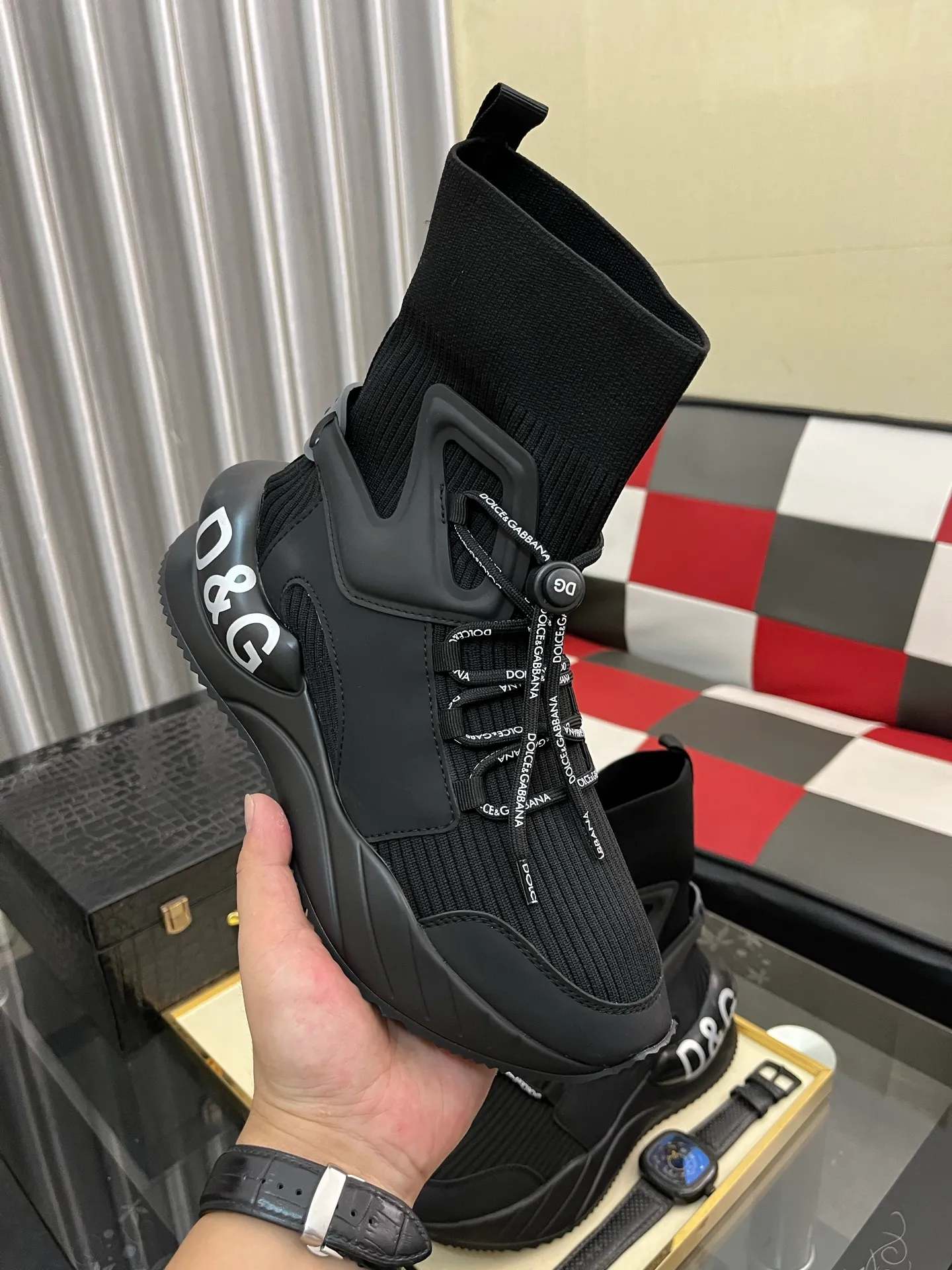 Men's men's shoes💰420⌚️⌚️New DG Dolce & Gabbana high-end couple's sports and casual shoes, imported cowhide, multiple material splicing design➕Imported cowhide lining, cowhide feet➕original TPR elastic outsole. Size: 35-46